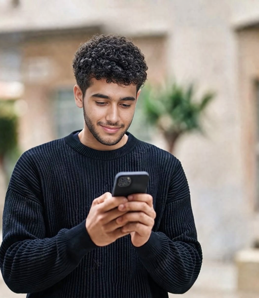 Person using mobile app